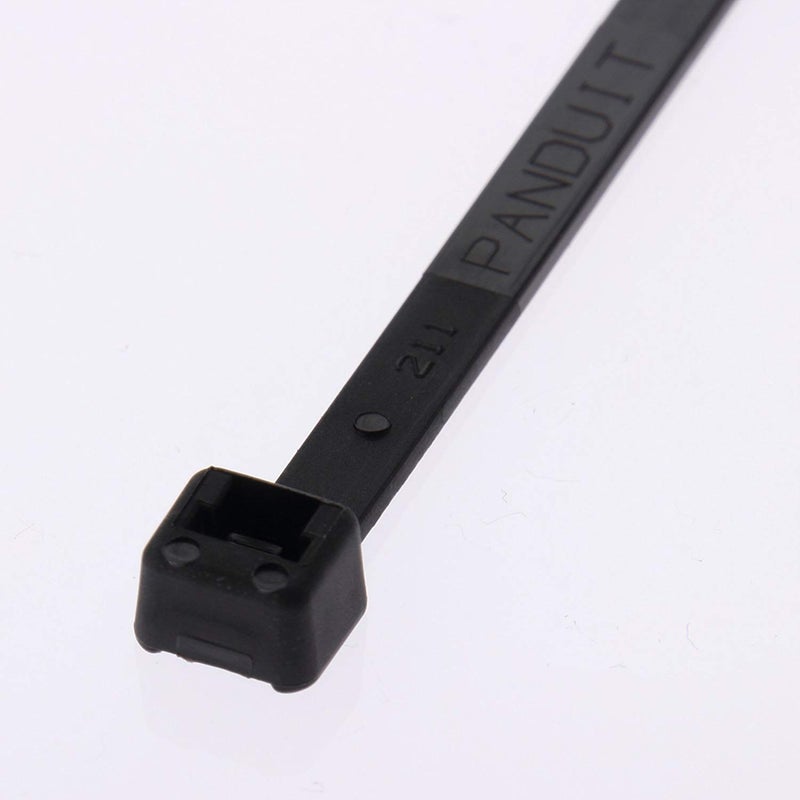 Panduit PLT2M-M0 Pan-Ty Standard Locking 8" Cable Tie, Curved Tip for Easy Threading, Indoor/Outdoor, UV/Weather-Resistant Nylon 6.6, 18 Lb. Tensile Strength, Cord Management, Black (Pack of 1000) - Image 2